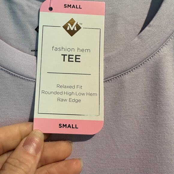 Member's Mark NWT Size Small Ladies fashion hem tee light lavender Super Soft - Picture 5 of 8